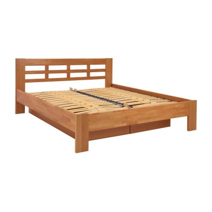 Cama doble de madera maciza con espacio de almacenamiento ANGELA 180x200 cm nogal