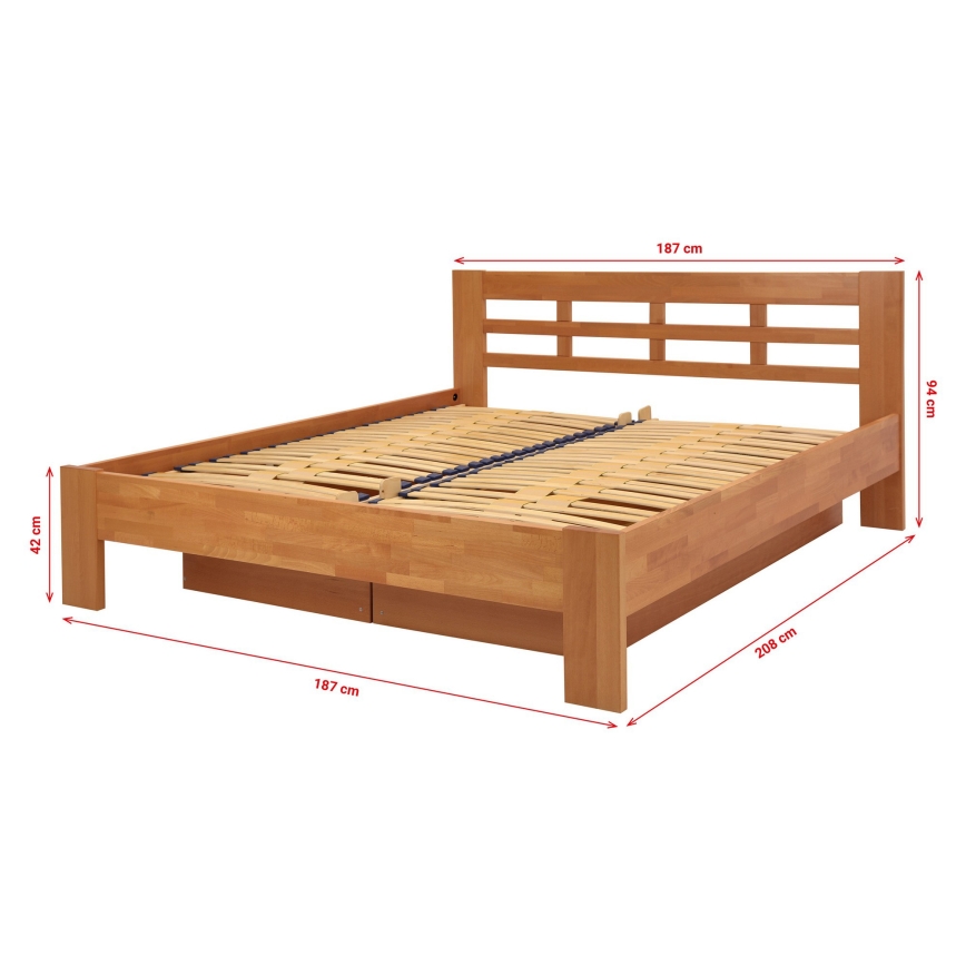 Cama doble de madera maciza con espacio de almacenamiento ANGELA 180x200 cm nogal