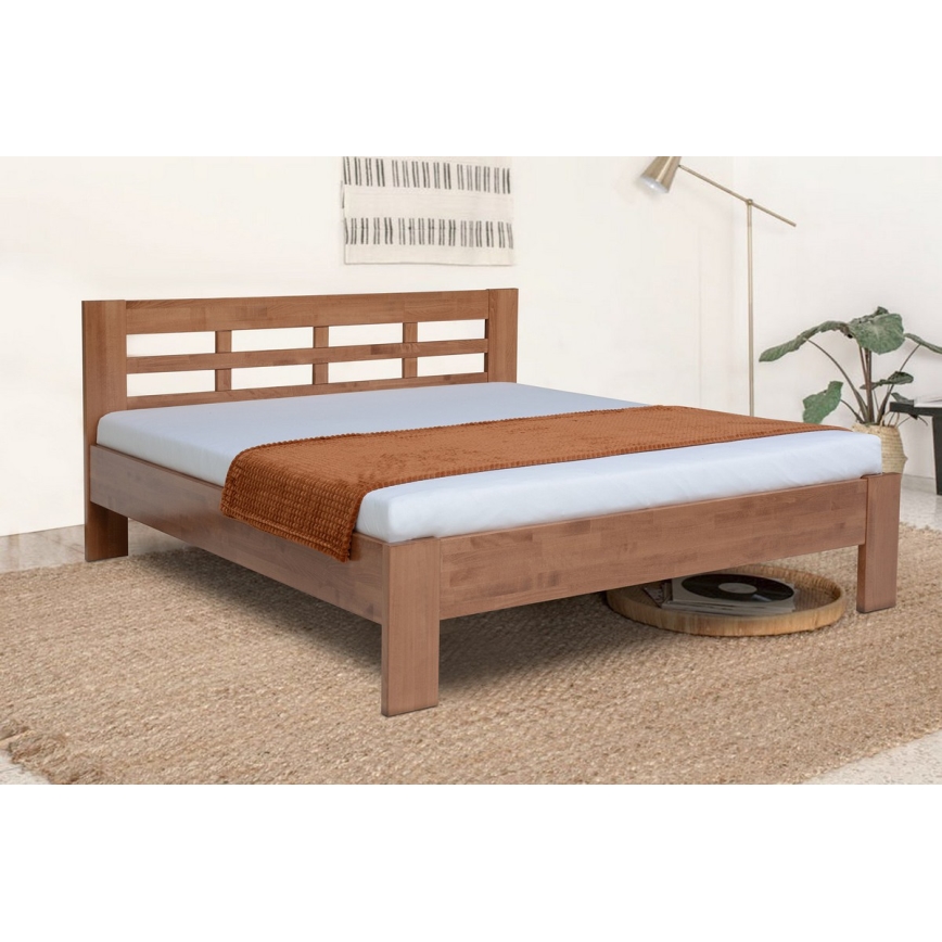Cama doble hecho de madera maciza ANGELA 180x200 cm ciruela