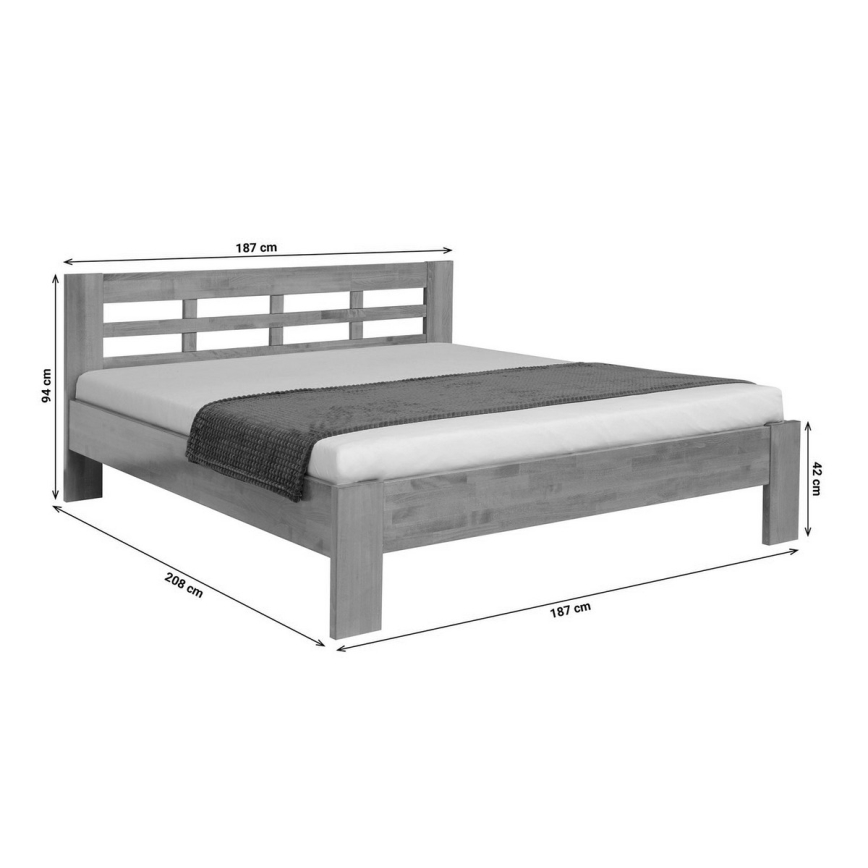Cama doble hecho de madera maciza ANGELA 180x200 cm nogal oscuro