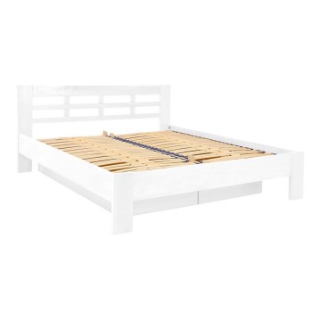 Cama doble hecho de madera maciza con espacio de almacenamiento ANGELA 180x200 cm blanco