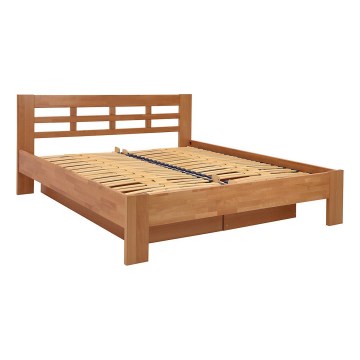 Cama doble hecho de madera maciza con espacio de almacenamiento ANGELA 180x200 cm ciruela