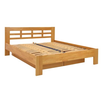 Cama doble hecho de madera maciza con espacio de almacenamiento ANGELA 180x200 cm nogal claro