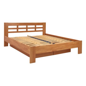 Cama doble hecho de madera maciza con espacio de almacenamiento ANGELA 180x200 cm nogal