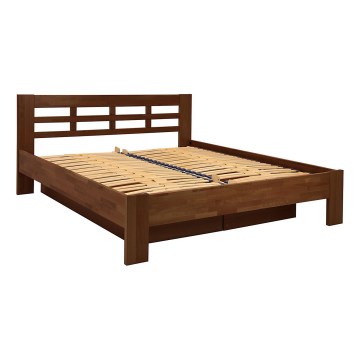 Cama doble hecho de madera maciza con espacio de almacenamiento ANGELA 180x200 cm nogal oscuro
