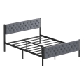 Cama doble metálica KAROM para colchón 160 x 200 cm, gris, capacidad máxima de 200 kg