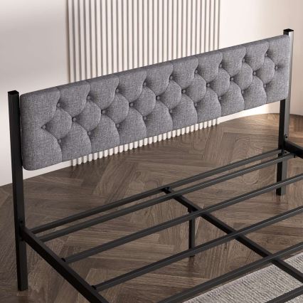 Cama doble metálica KAROM para colchón 160 x 200 cm, gris, capacidad máxima de 200 kg