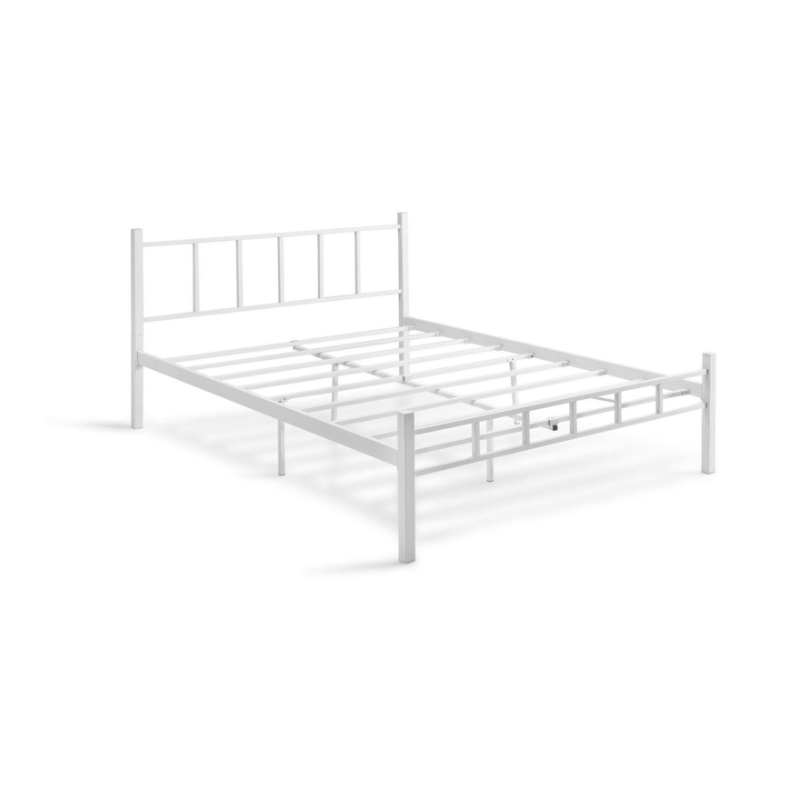 Cama doble metálica ORMEL 160x200 cm blanca capacidad de carga 200 kg