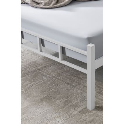 Cama doble metálica ORMEL 160x200 cm blanca capacidad de carga 200 kg