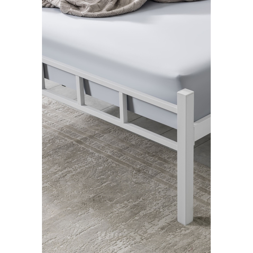 Cama doble metálica ORMEL 160x200 cm blanca capacidad de carga 200 kg