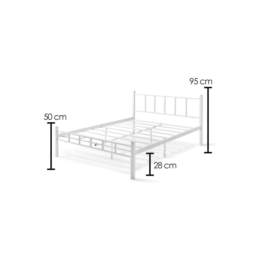 Cama doble metálica ORMEL 160x200 cm blanca capacidad de carga 200 kg