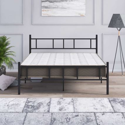 Cama doble metálica PIRON 140 x 200 cm, negra, capacidad de carga 200 kg