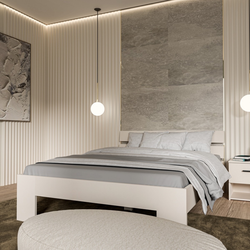 Cama doble PIROA 160x200 cm beige