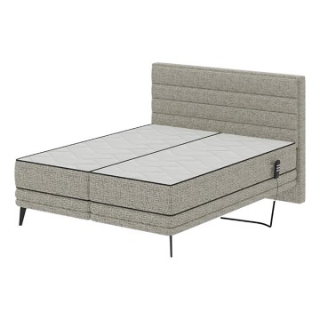 Cama eléctrica ajustable tapizada con colchones MILA 160x200 cm gris