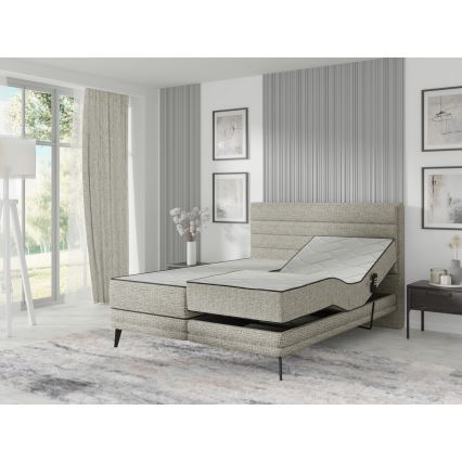 Cama eléctrica ajustable tapizada con colchones MILA 160x200 cm gris