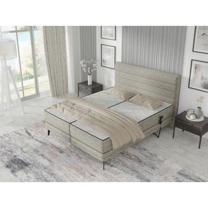 Cama eléctrica ajustable tapizada con colchones MILA 160x200 cm gris