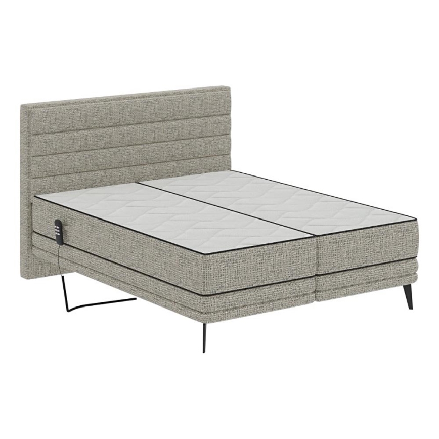 Cama eléctrica ajustable tapizada con colchones MILA 180x200 cm gris