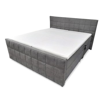 Cama eléctrica ajustable tapizada con colchones y topper HELEN 180x200 cm gris