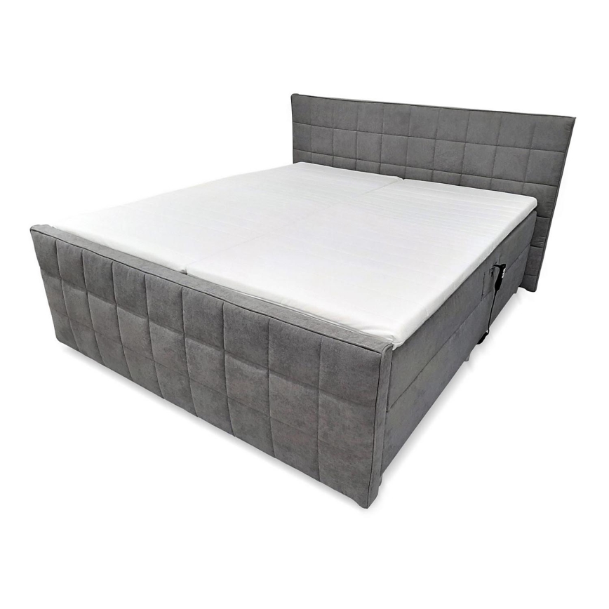 Cama eléctrica ajustable tapizada con colchones y topper HELEN 180x200 cm gris