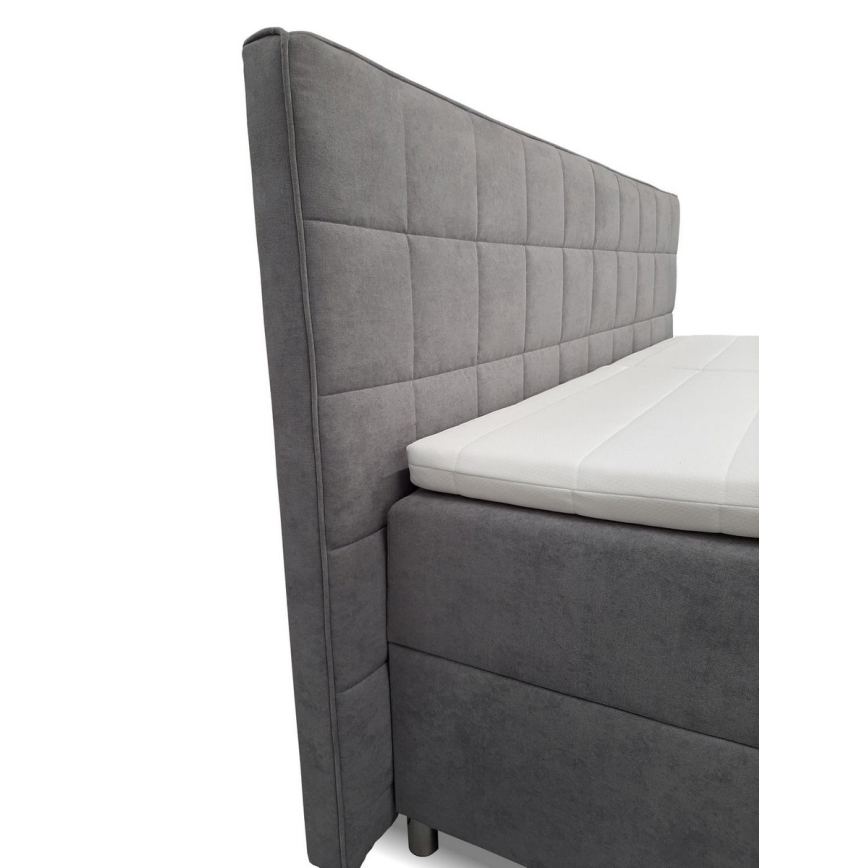 Cama eléctrica ajustable tapizada con colchones y topper HELEN 180x200 cm gris