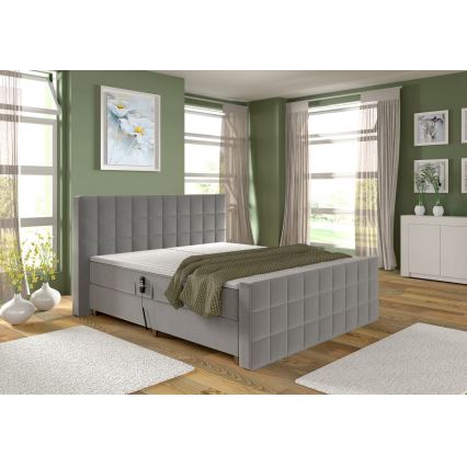 Cama eléctrica ajustable tapizada con colchones y topper HELEN 180x200 cm gris