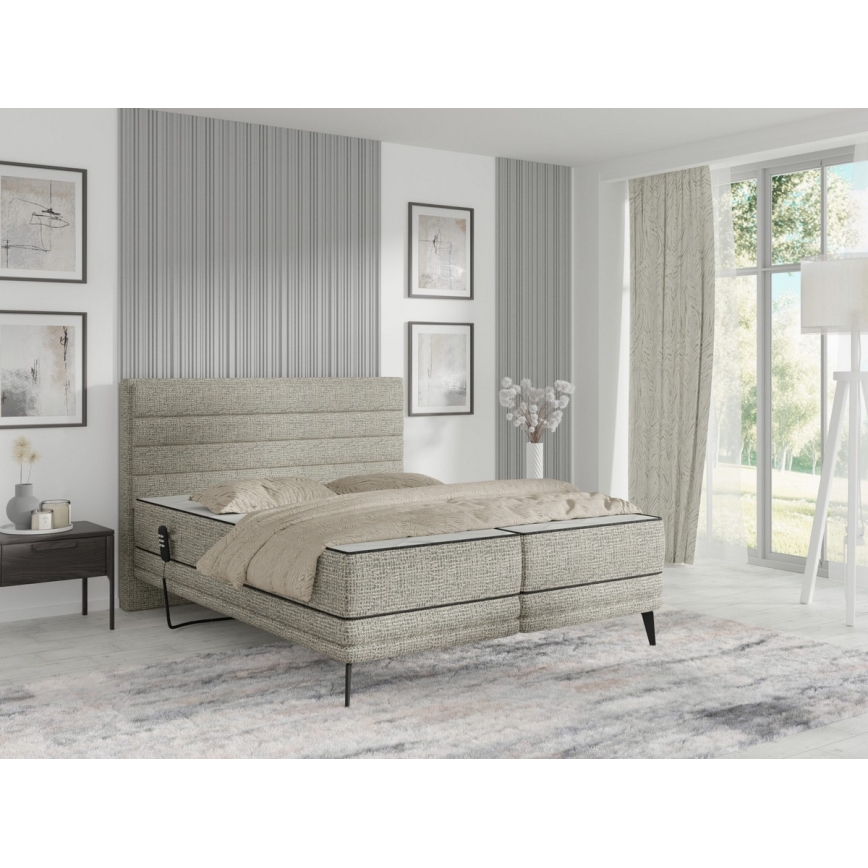 Cama eléctrica ajustable tapizada con colchones MILA 180x200 cm gris