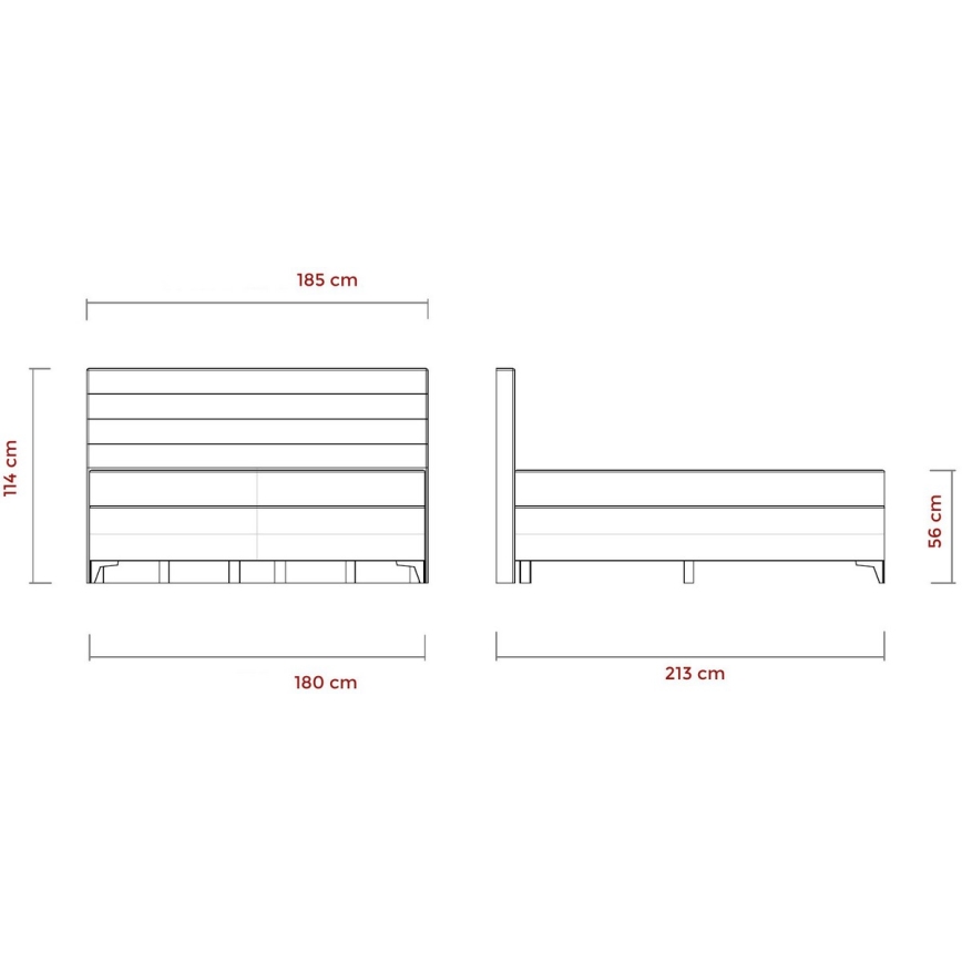 Cama eléctrica ajustable tapizada con colchones MILA 180x200 cm gris