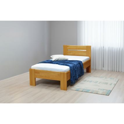 Cama individual AMBER 90 x 200 cm en nogal claro