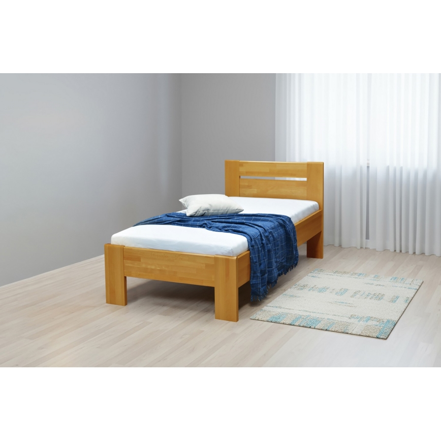 Cama individual AMBER 90 x 200 cm en nogal claro