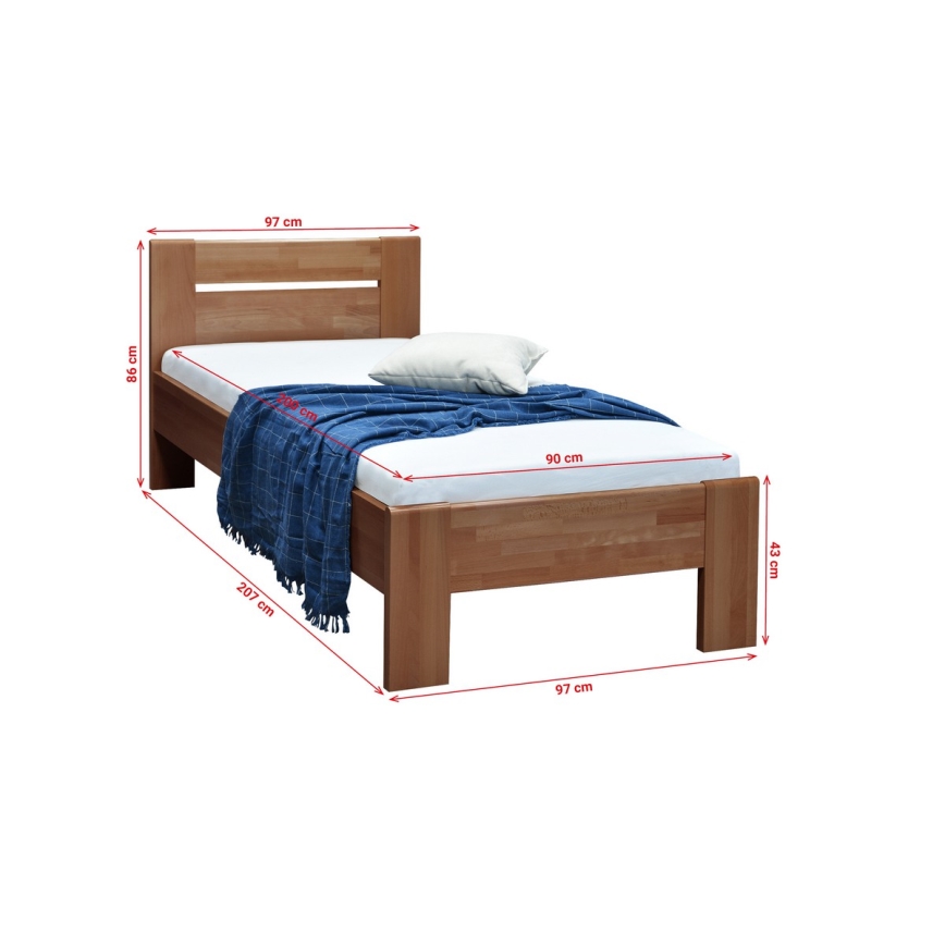 Cama individual AMBER 90x200 cm, color ciruela