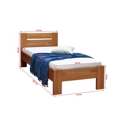 Cama individual AMBER 90x200 cm, nogal