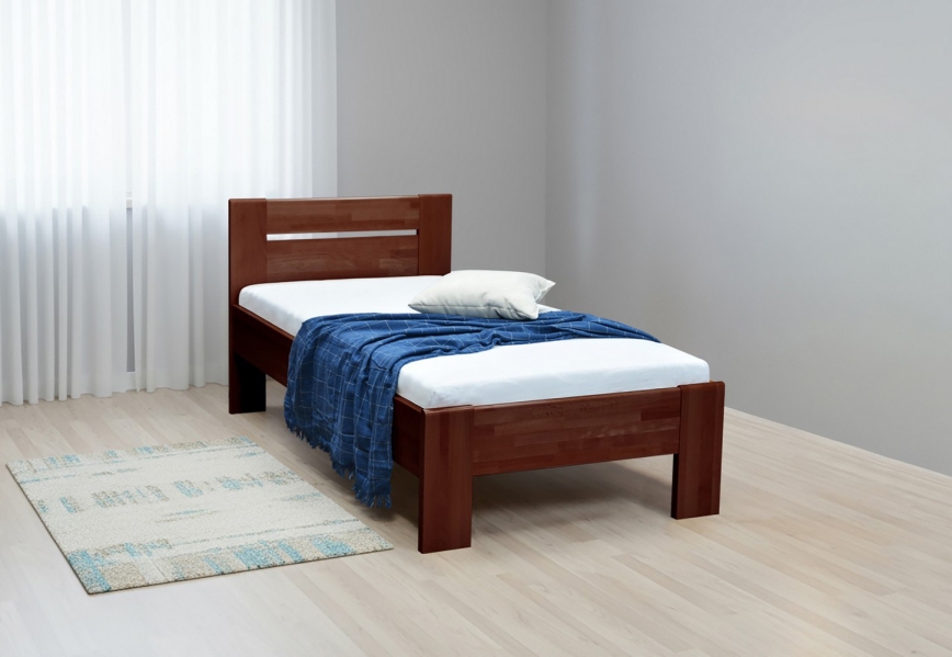 Cama individual AMBER 90x200 cm, nogal oscuro