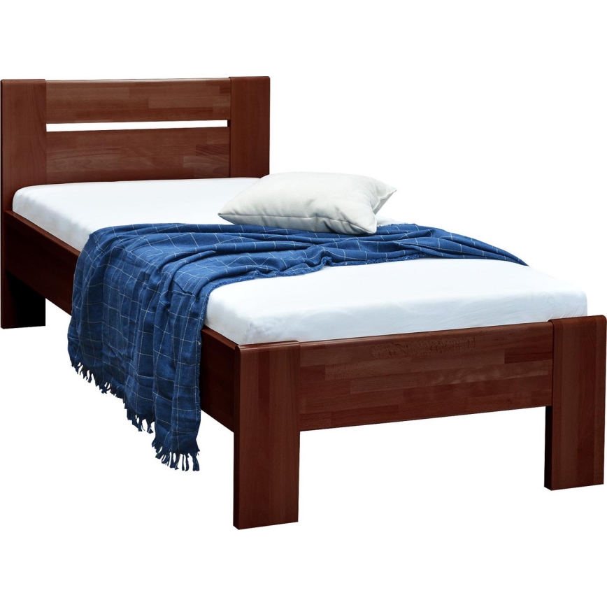 Cama individual AMBER 90x200 cm, nogal oscuro