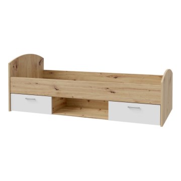 Cama individual con almacenamiento URO 90x200 cm, acabado roble artisan/blanco