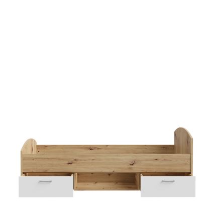 Cama individual con almacenamiento URO 90x200 cm, acabado roble artisan/blanco