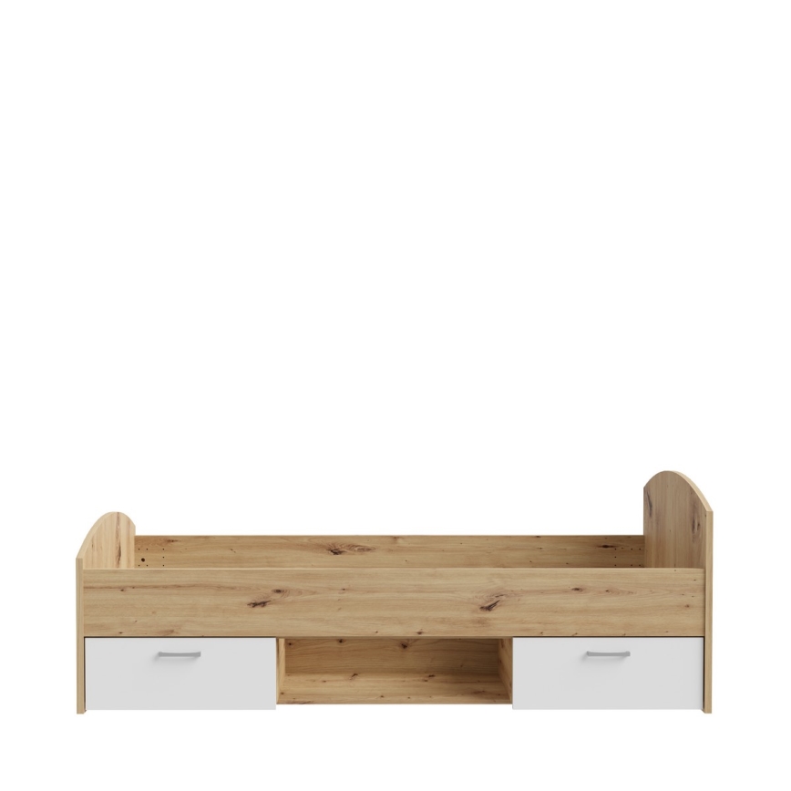 Cama individual con almacenamiento URO 90x200 cm, roble artisan/blanco