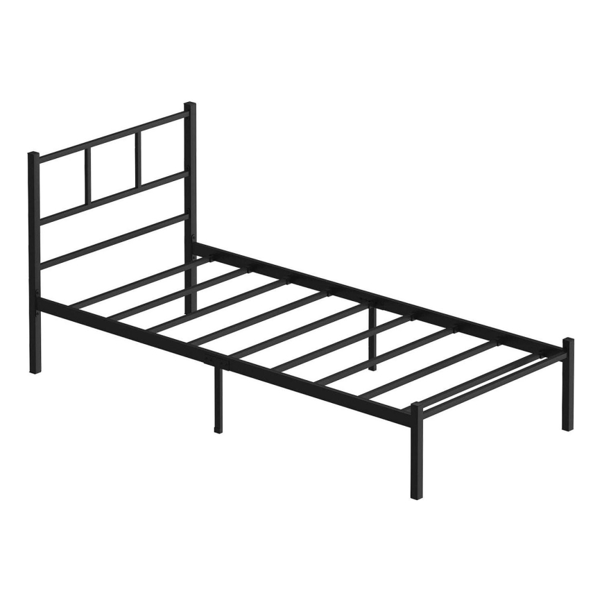 Cama individual de metal ROVAN 90x200 cm negra, capacidad de carga 120 kg