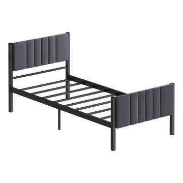 Cama individual metálica LUNOR 90x200 cm, antracita, capacidad de carga 120 kg