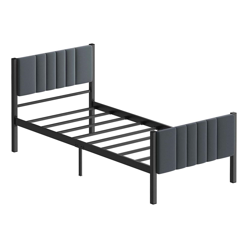 Cama individual metálica LUNOR 90x200 cm, antracita, capacidad de carga 120 kg