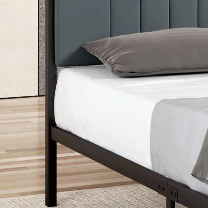 Cama individual metálica LUNOR 90x200 cm, antracita, capacidad de carga 120 kg