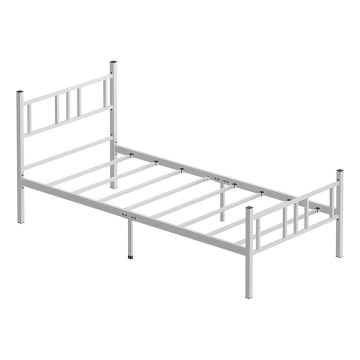 Cama individual metálica PIRON 90x200 cm, blanca, capacidad de carga 120 kg