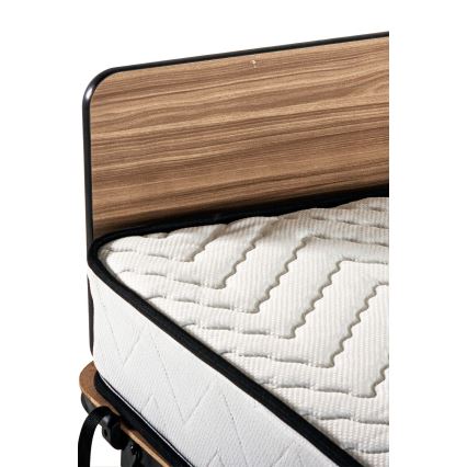 Cama individual plegable de metal con colchón HERON 80x190 cm, blanca, capacidad de carga 120 kg