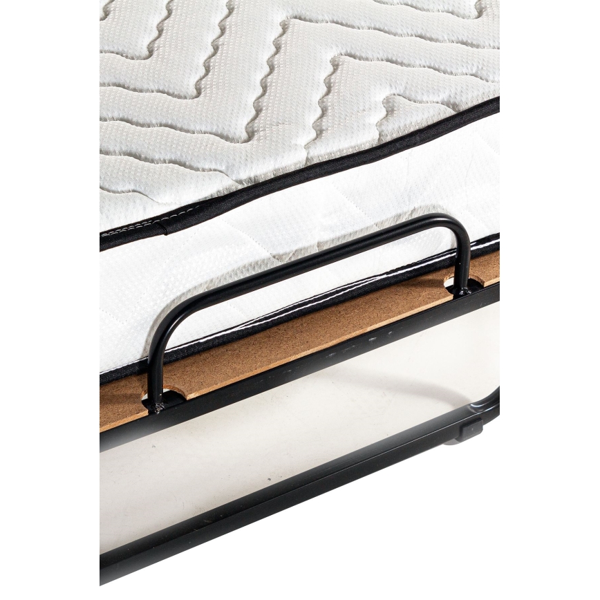 Cama individual plegable de metal con colchón HERON 80x190 cm, blanca, capacidad de carga 120 kg