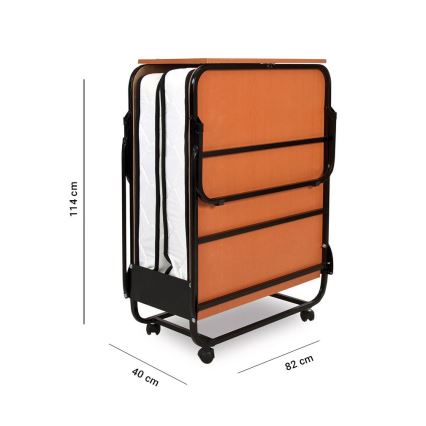 Cama individual plegable de metal con colchón HERON 80x190 cm, blanca, capacidad de carga 120 kg