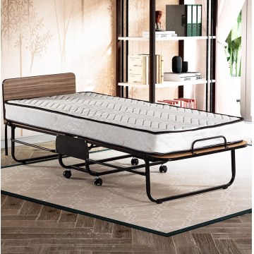 Cama individual plegable de metal con colchón HERON 80x190 cm, blanca, capacidad de carga 120 kg