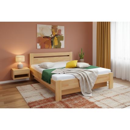 Cama matrimonial con somier y espacio de almacenamiento de madera maciza AMARA 180x200 cm de haya