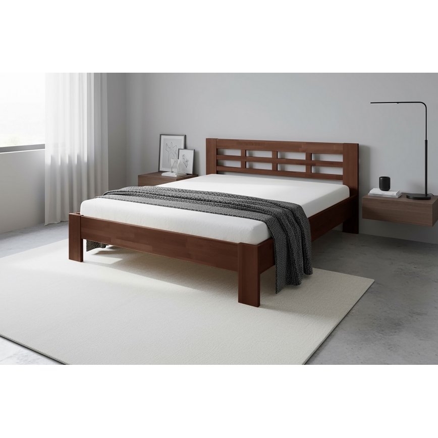 Cama matrimonial de madera ANGELA 180x200 cm nogal