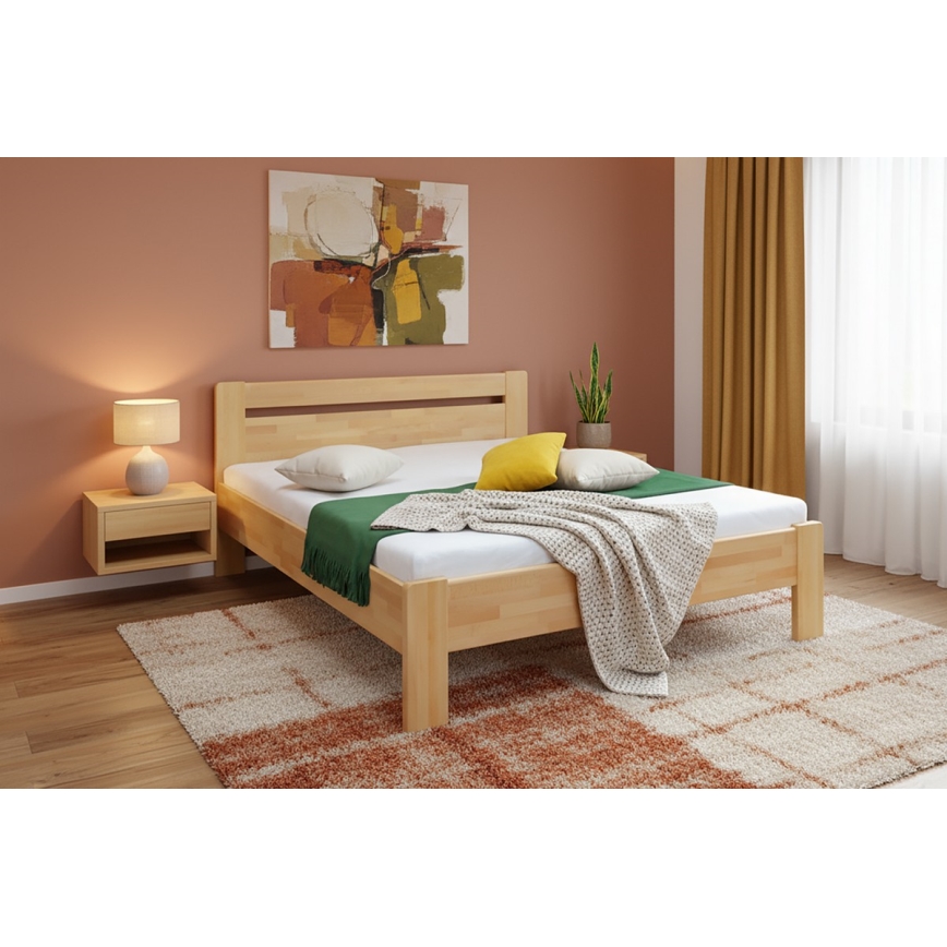 Cama matrimonial de madera maciza AMARA 180x200 cm haya