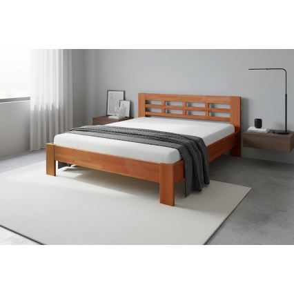 Cama matrimonial de madera maciza ANGELA 180x200 cm nogal claro
