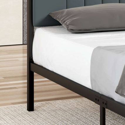 Cama metálica doble LUNOR 120 x 200 cm, antracita — capacidad de carga 120 kg